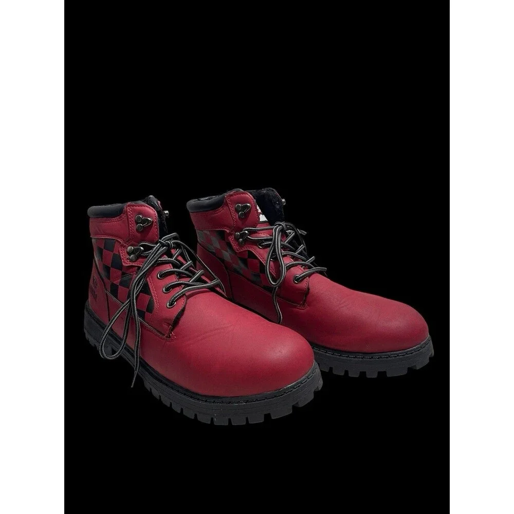 ECKO Unltd. Kander-01M Men's Combat Boots with Checkered Sides Design Sz 10 EUC